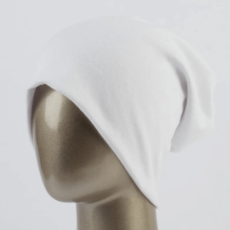 Fashionable Cotton Casual Women's Beanie SF1699 in solid white, perfect for a stylish and comfortable casual look.