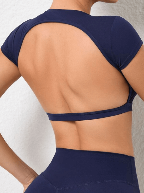 Modisches, elastisches, kurzes Damen-Top mit offenem Rücken – SF1370 