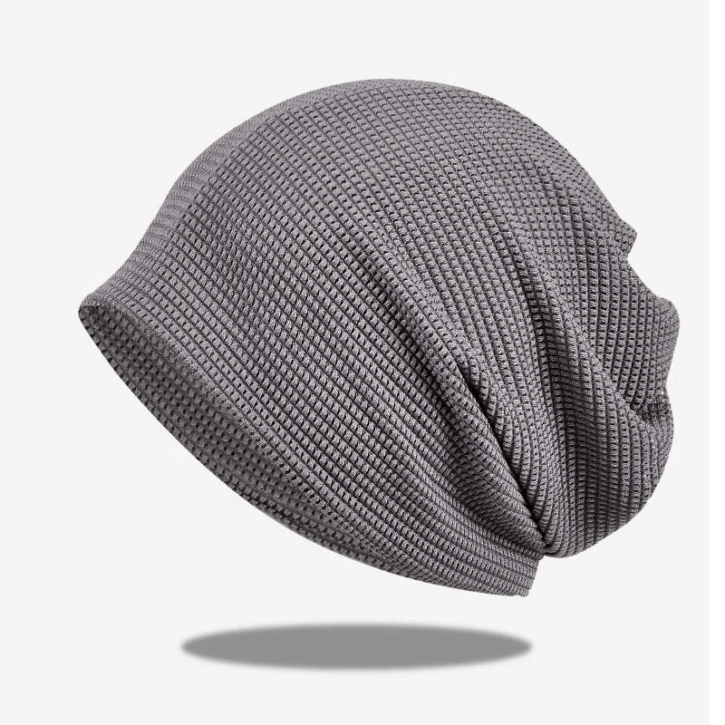 Fashionable Lightweight Mesh Unisex Beanie in gray, made of breathable polyester, offering quick-dry and SPF 50+ protection.