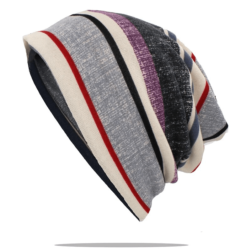 Fashionable multi-colored insulated women's beanie SF1690 with stylish stripes, perfect for keeping warm in cold weather.