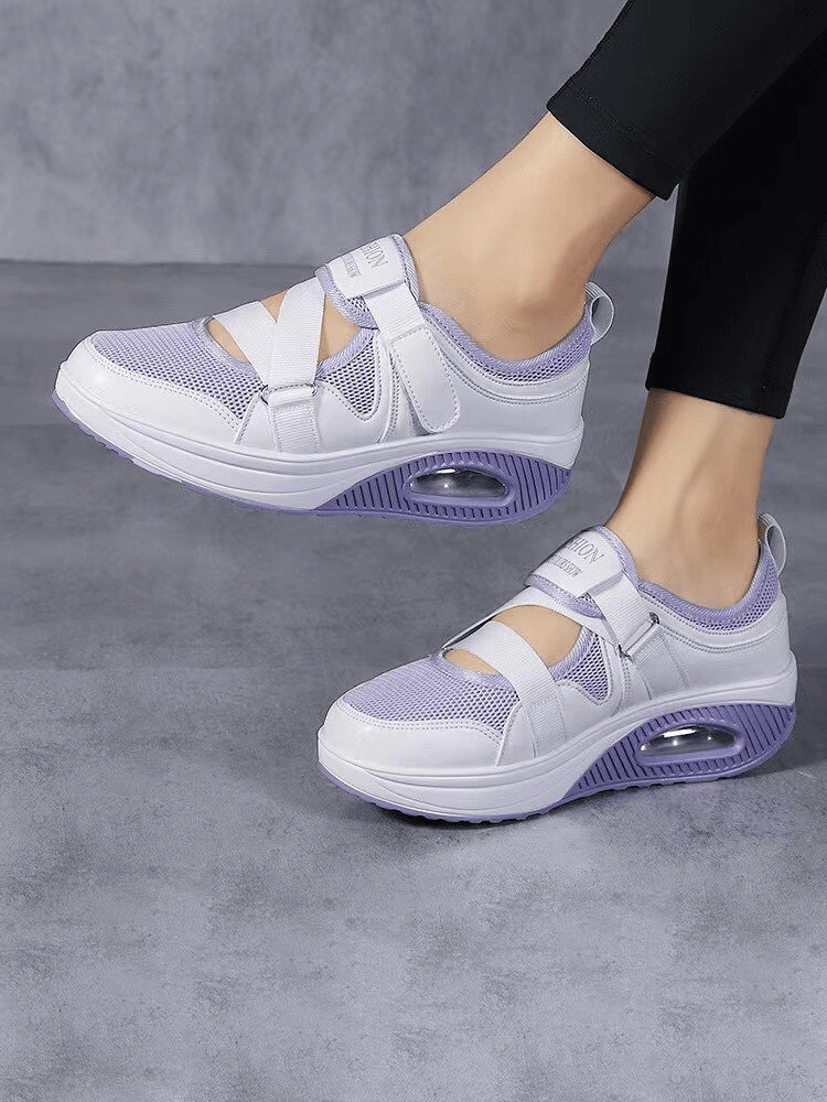 Elegant women's mesh sneakers with platform; sporty design and breathable PU insole for comfort and style
