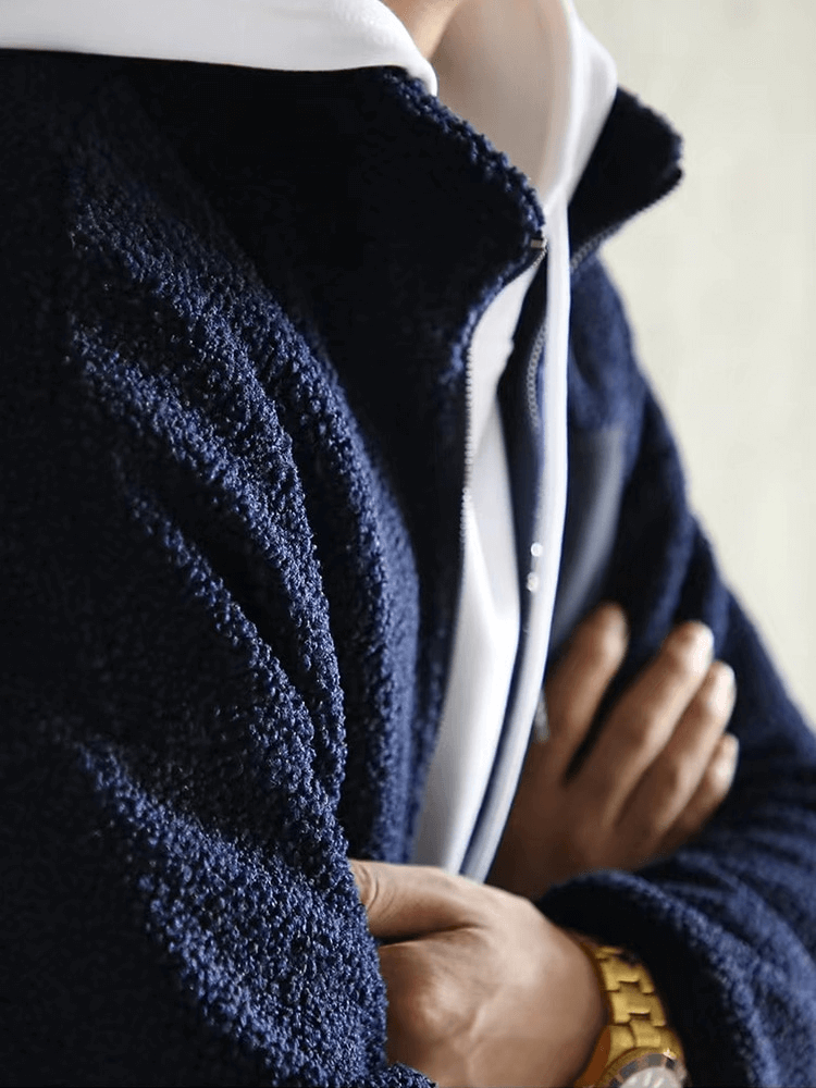 Modische, warme, einfarbige Jacke mit Stehkragen für Herren – SF1534 