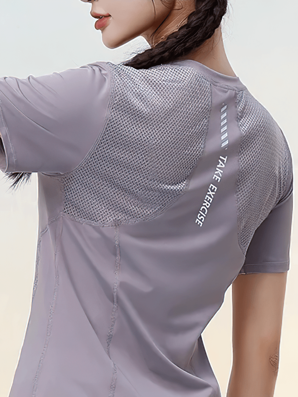 Alt Tag: Female Back Mesh Quick Dry Running T-Shirt - SF4491 back view with breathable mesh panel and quick-dry fabric for women runners