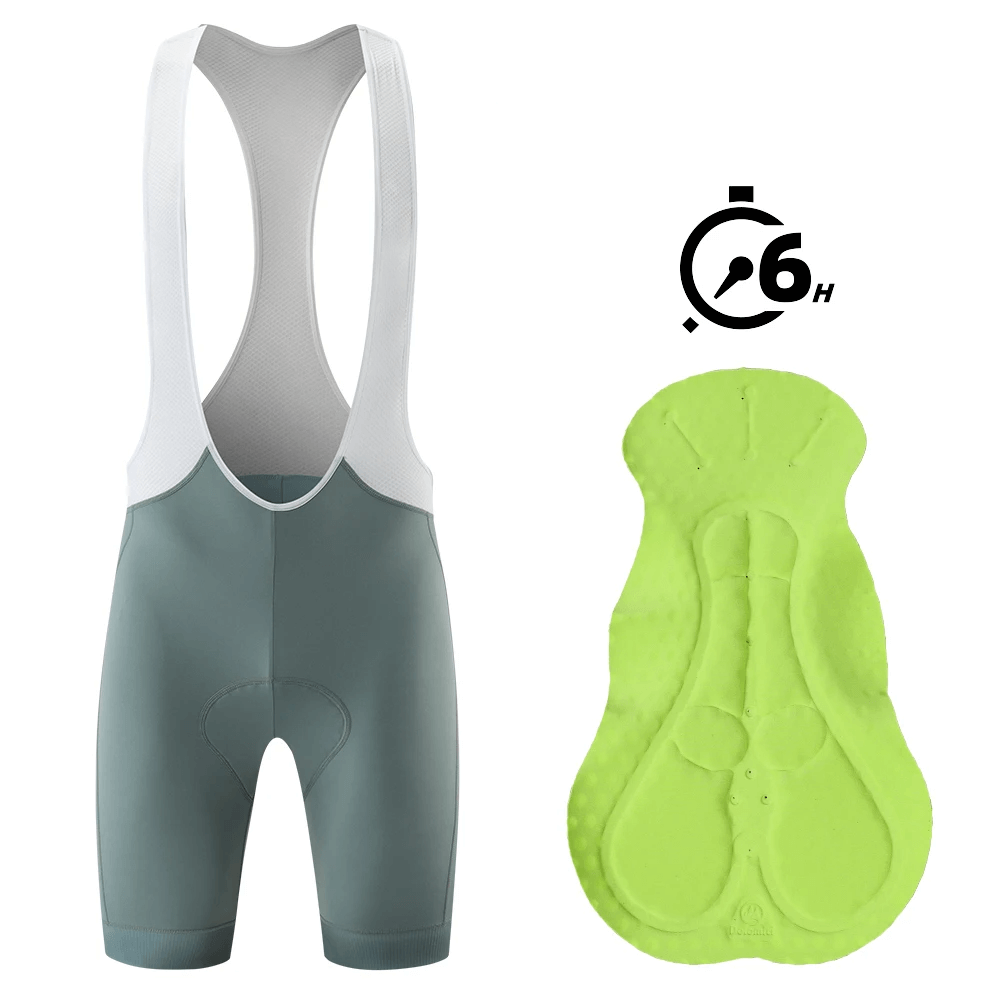 Women's padded cycling bib shorts for long rides, breathable and quick-dry, featuring anti-bacterial fabric.