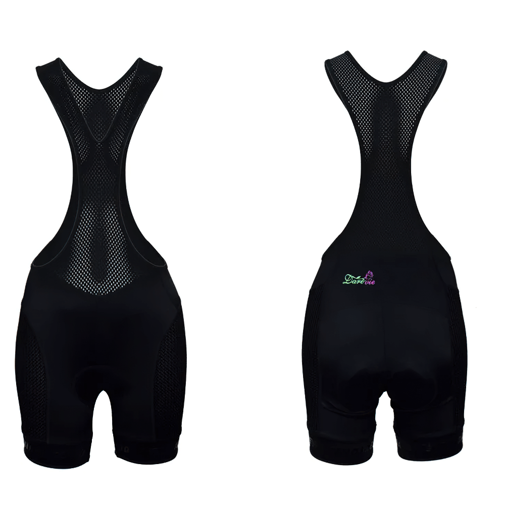 Stylish female cycling bib shorts with shockproof pad, breathable mesh design, and durable fabric blend for long rides.