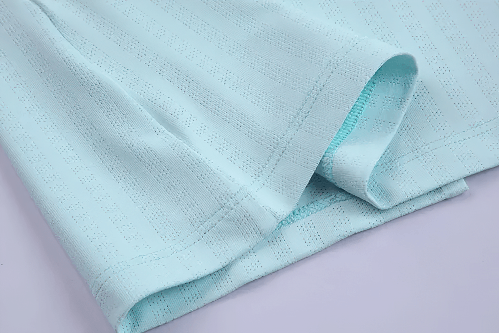 Alt Tag: Female Elastic Running T-Shirt with Split Back - SF4437 close-up of breathable polyester hem and split back detail for gym running yoga