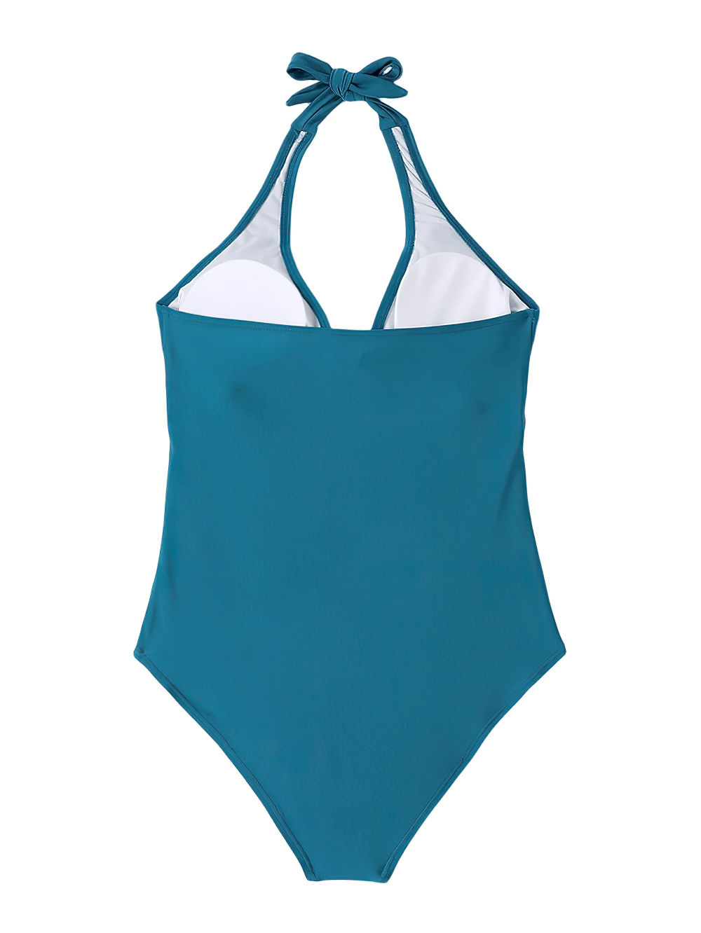 Female Halter One-Piece Swimsuit with Ruched Waist - SF4550 in teal color, showcasing stylish design and ruched detailing.