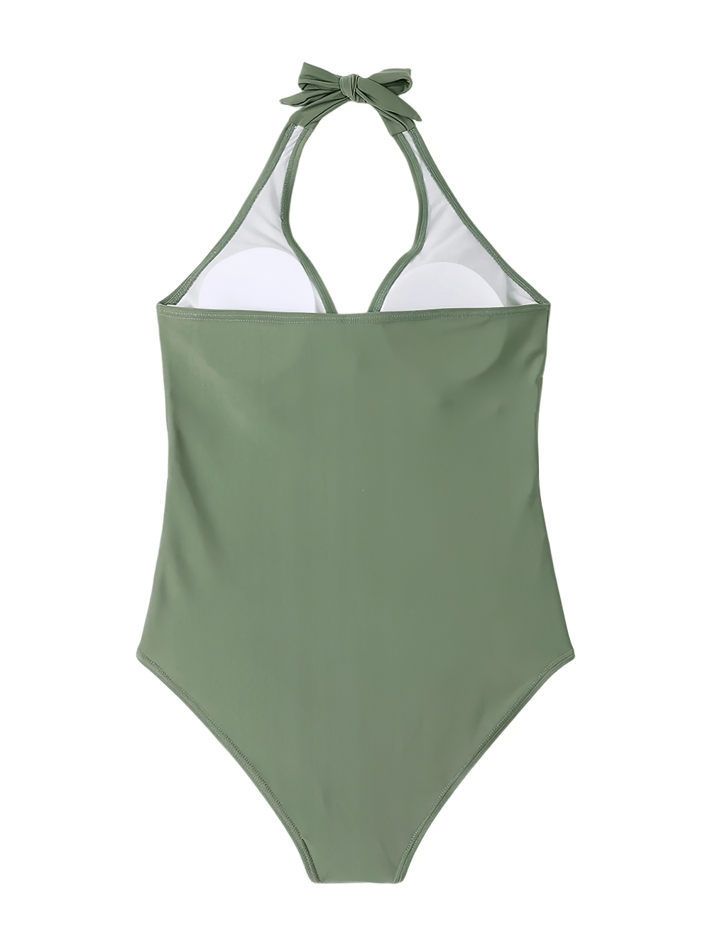 Female Halter One-Piece Swimsuit with Ruched Waist - SF4550 in olive green color.