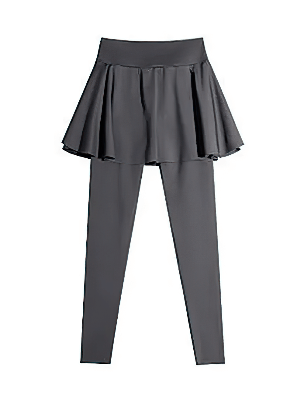 Alt Tag: Female High Waist Yoga Skirt Leggings with Pocket - SF4409 black quick-dry full-length leggings with skirt overlay and pockets