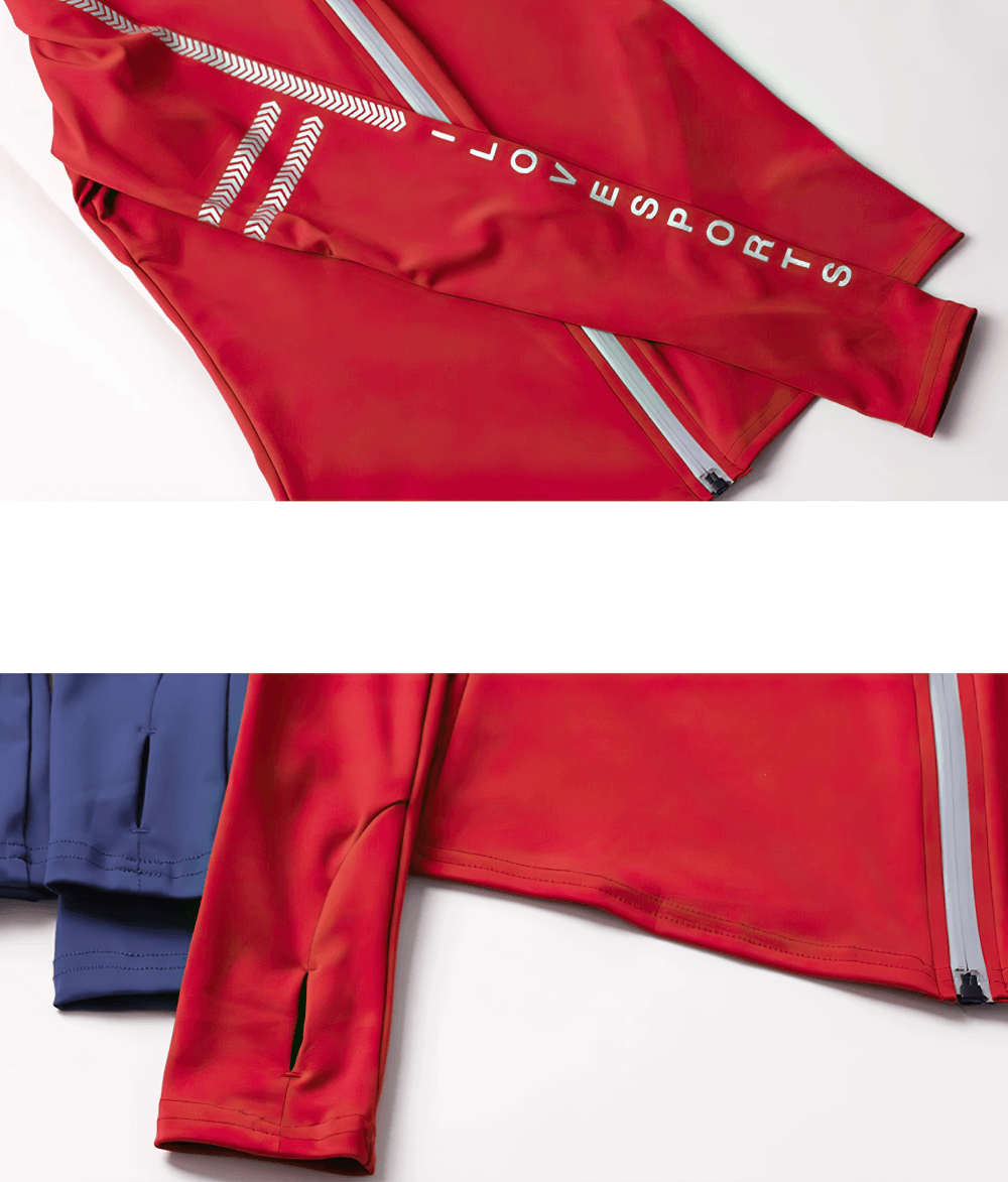 Female Long Sleeve Zip Running Sports Jacket - SF4231 in vibrant red, perfect for gym training, yoga, and daily movement with sleek design.
