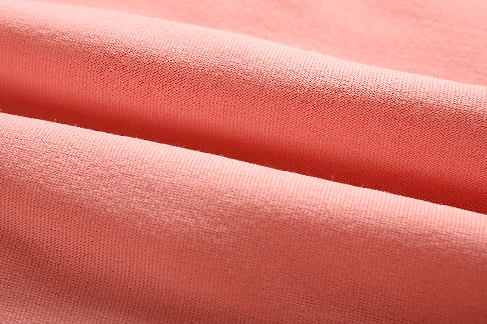 Alt Tag: Female Loose Fit Hooded Pocket Hoodie - SF4522 coral fabric close-up, soft polyester-cotton knit with slight stretch