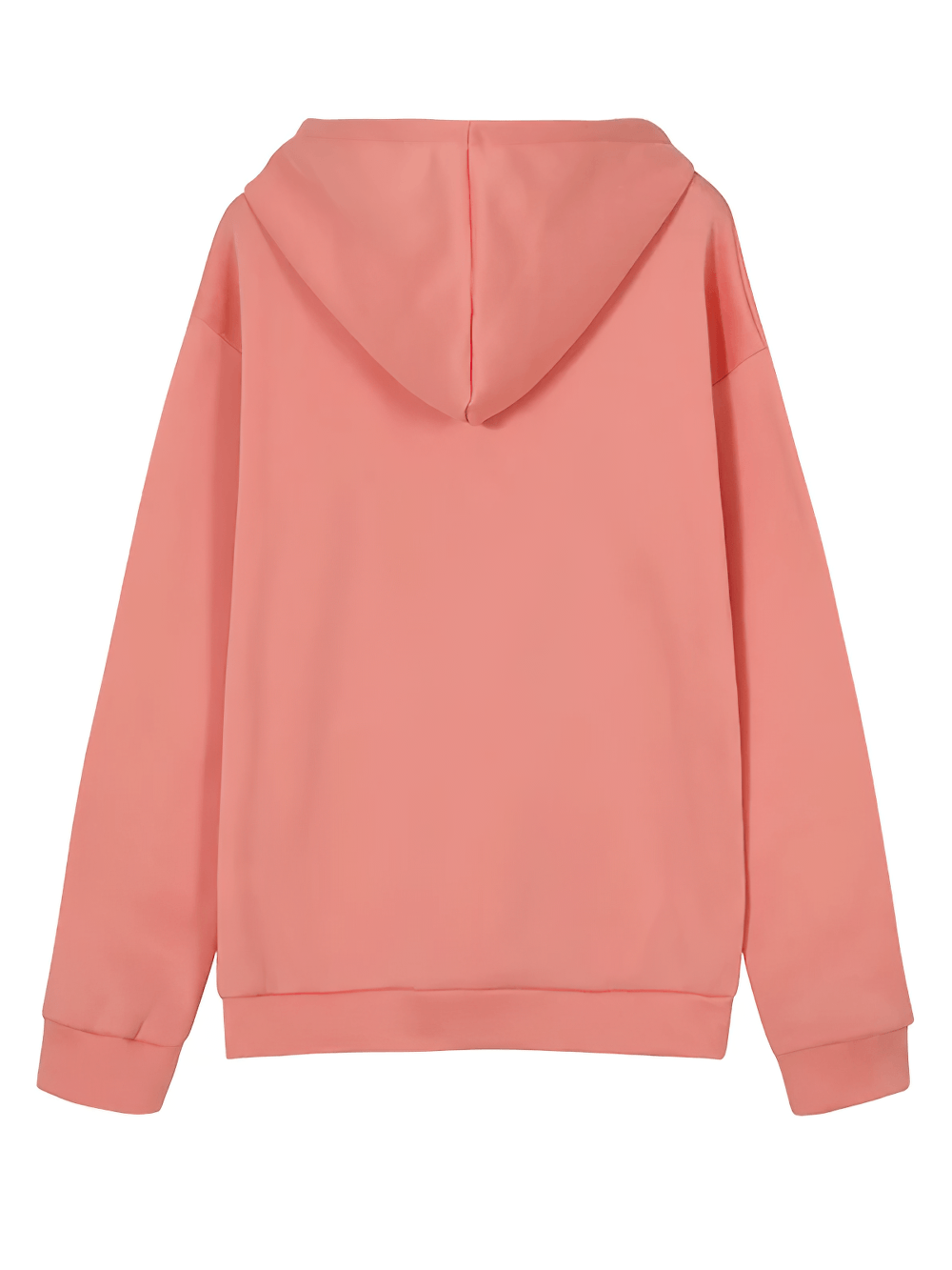 Alt Tag: Female Loose Fit Hooded Pocket Hoodie - SF4522 coral pink back view, loose-fit pullover with hood and long sleeves