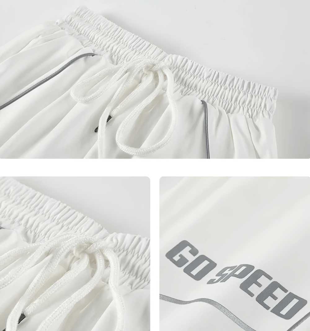 Alt Tag: Female Loose Fit Track Pants with Elastic Waistband - SF4352 white quick-dry joggers close-up elastic waistband drawstring
