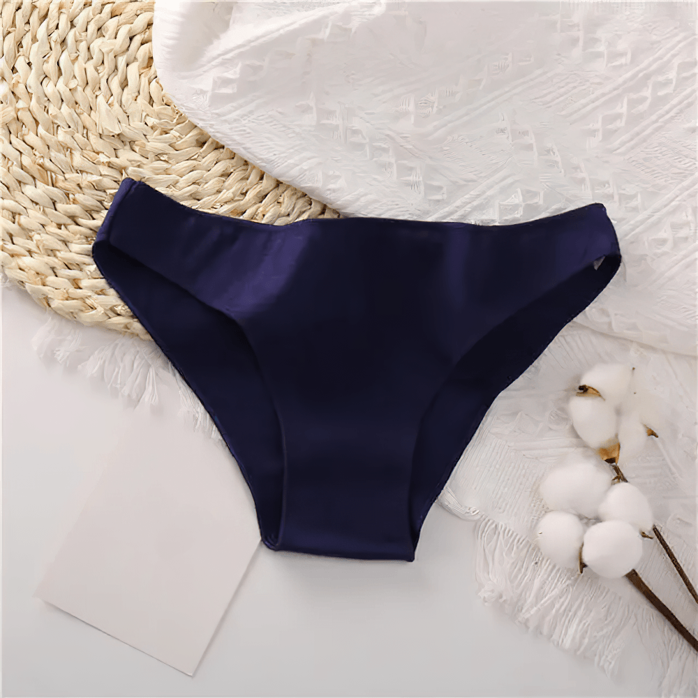 Female Low Waist Cotton Panties with Smooth Edges - SF4667 in navy blue on textured fabric.