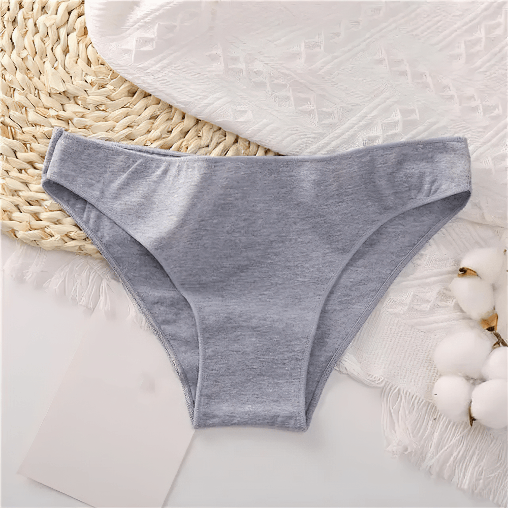 Female Low Waist Cotton Panties with Smooth Edges - SF4667 in gray, perfect for minimal daily wear.