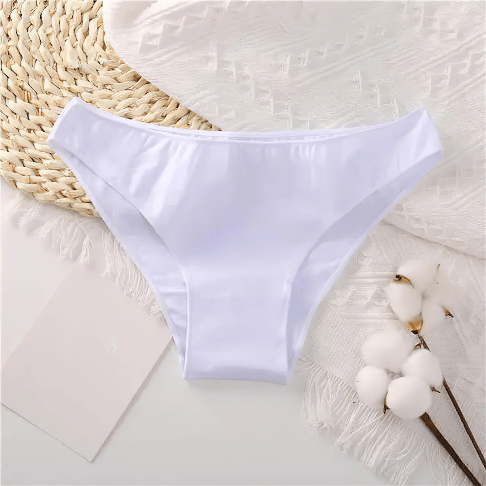 Female Low Waist Cotton Panties with Smooth Edges - SF4667 in white, showcasing a sleek bikini cut and smooth edges.