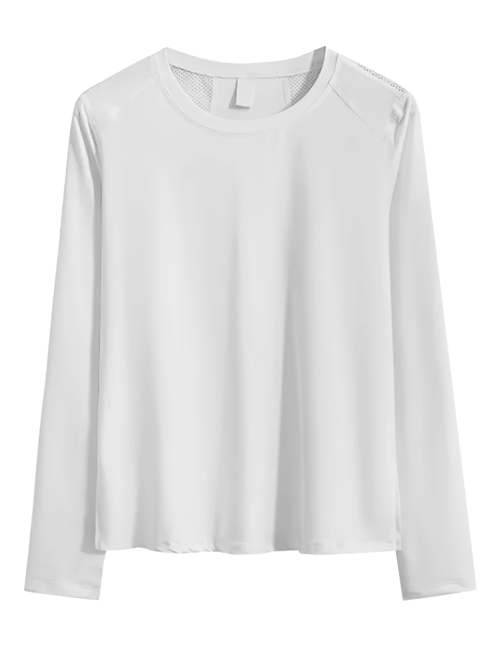 Alt Tag: Female Quick Dry Back Mesh Long Sleeve Yoga Top - SF4482 white quick-dry breathable long sleeve sports top with back mesh