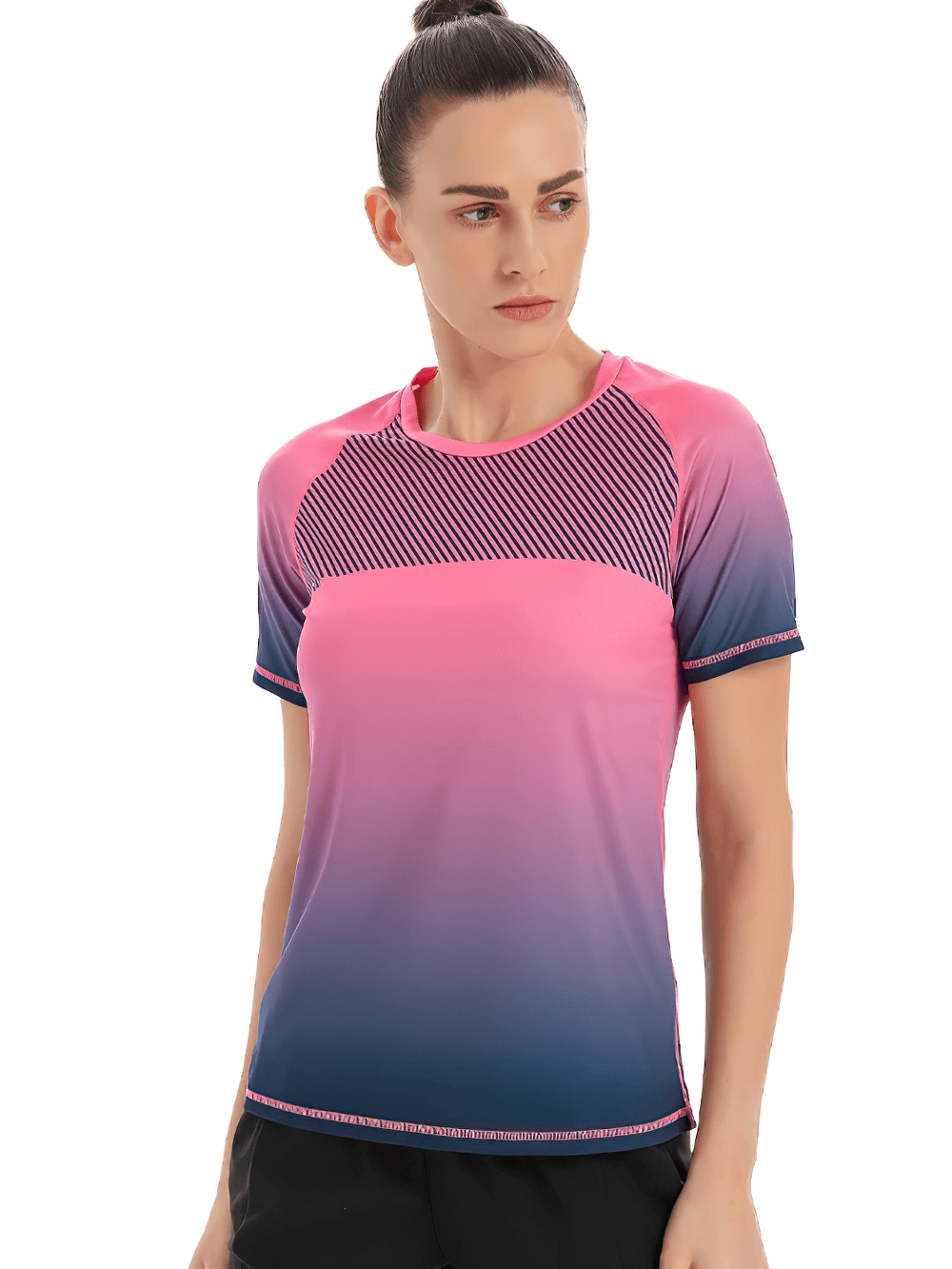 Alt Tag: Female Quick Dry Gradient Sports T-Shirt for Running - SF4383 women’s ombre quick-dry breathable short sleeve running tee