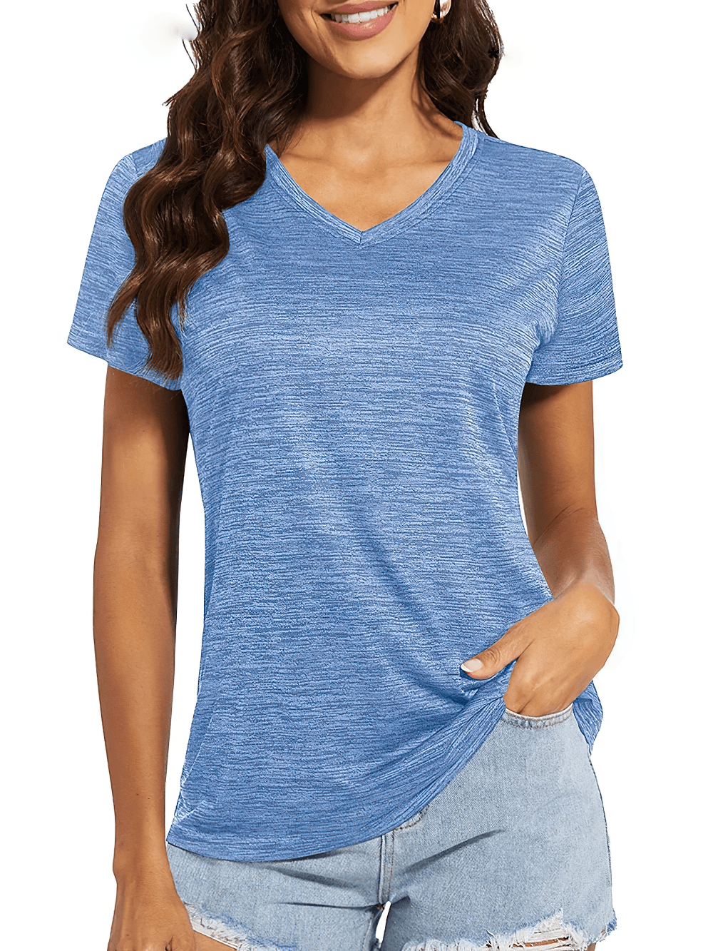 Female Quick Dry V-Neck Active Workout T-Shirt - SF4493
