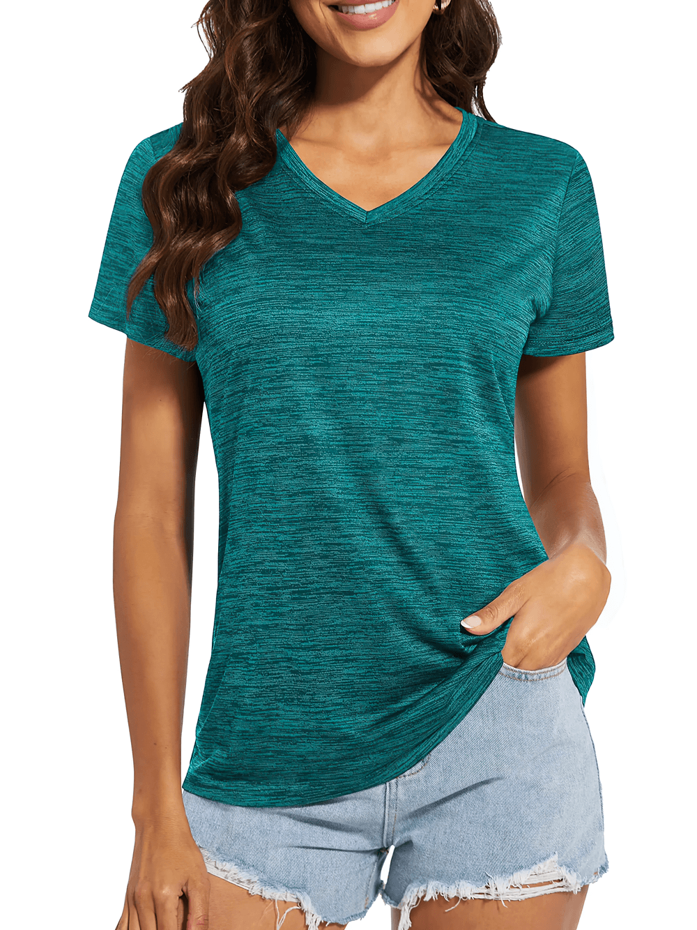 Female Quick Dry V-Neck Active Workout T-Shirt - SF4493