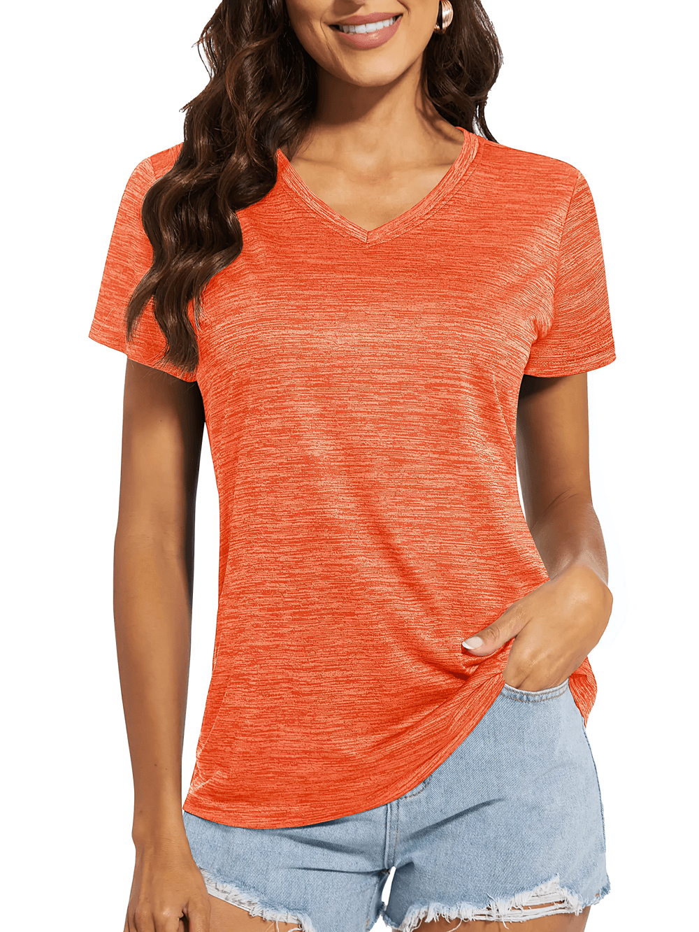 Female Quick Dry V-Neck Active Workout T-Shirt - SF4493