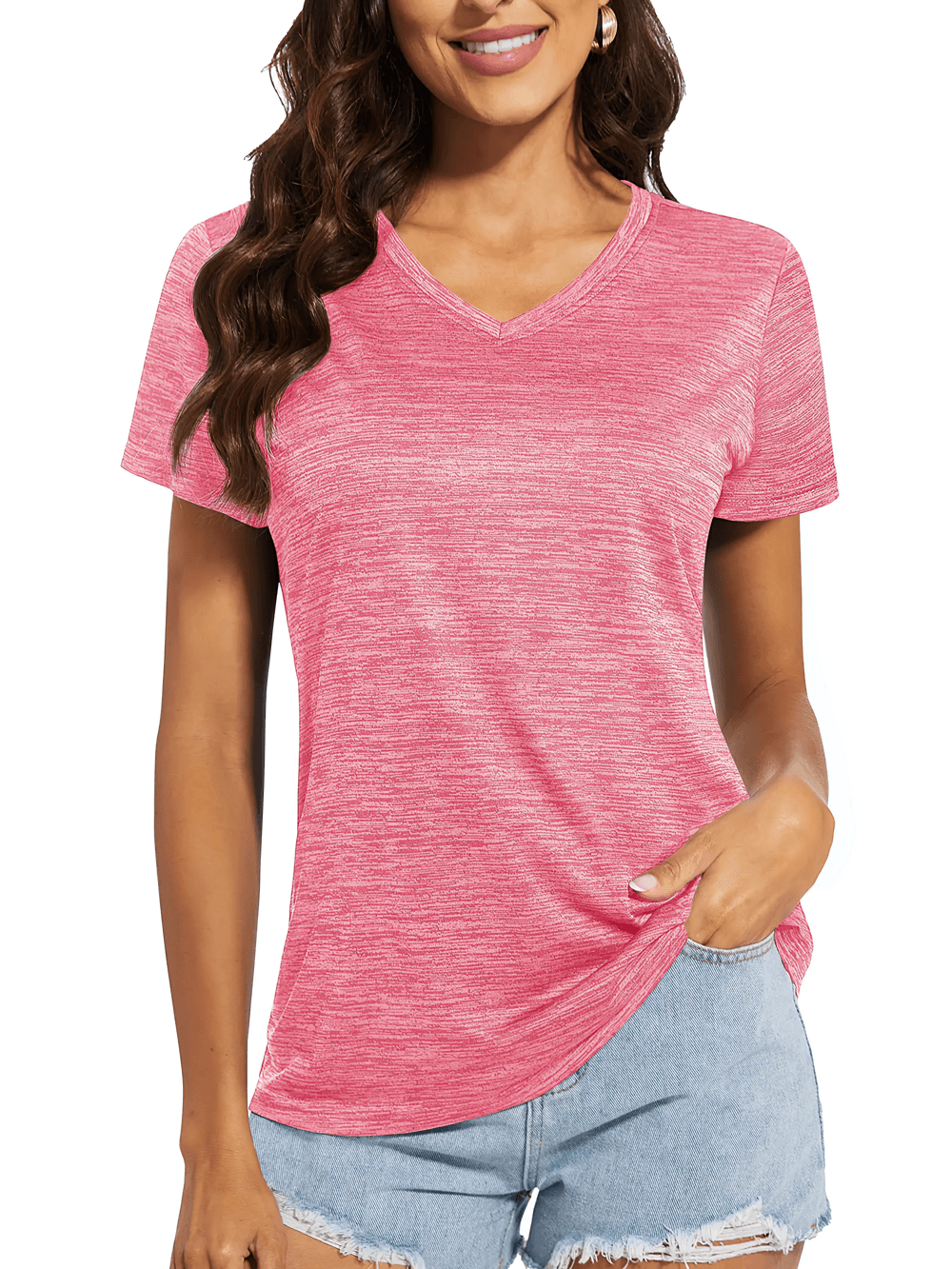 Female Quick Dry V-Neck Active Workout T-Shirt - SF4493