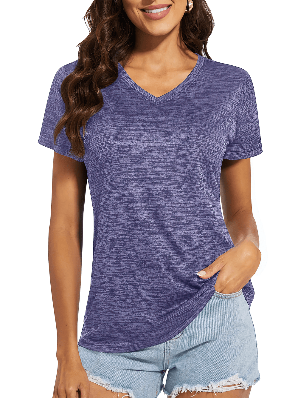 Female Quick Dry V-Neck Active Workout T-Shirt - SF4493