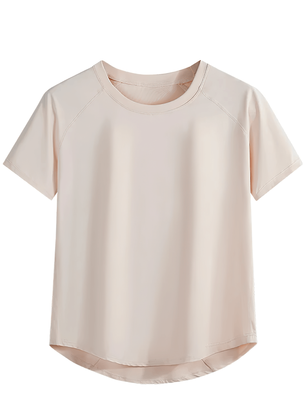Alt Tag: Female Quick Dry Yoga T-Shirt with Mesh Back Panel - SF4371 light beige short sleeve quick-dry yoga top, front view