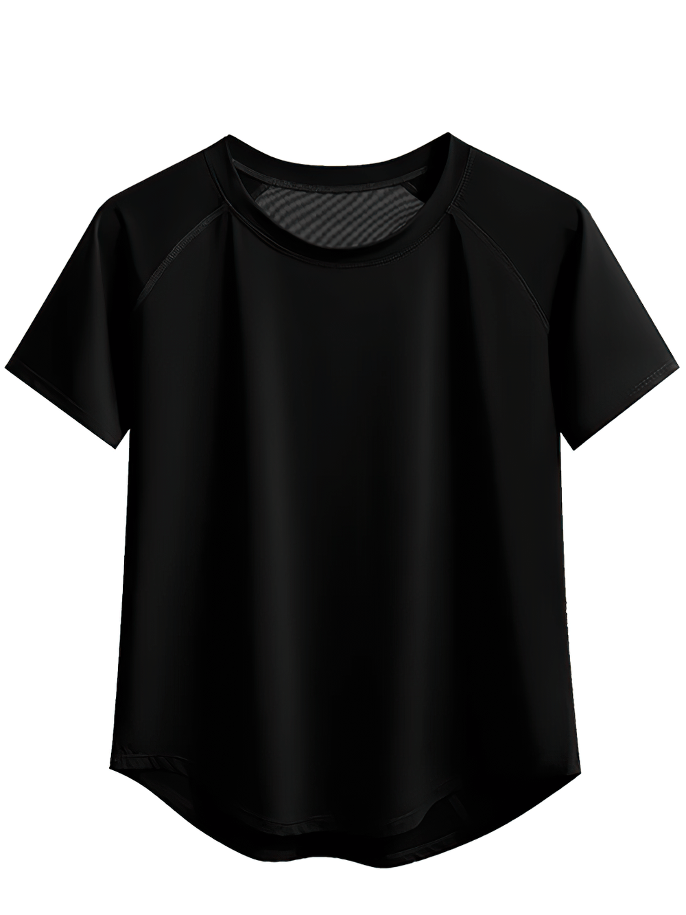 Alt Tag: Female Quick Dry Yoga T-Shirt with Mesh Back Panel - SF4371 black short sleeve quick-dry workout top with mesh back