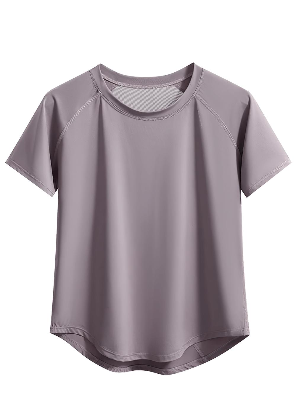Alt Tag: Female Quick Dry Yoga T-Shirt with Mesh Back Panel - SF4371 gray short sleeve quick-dry workout top with mesh back