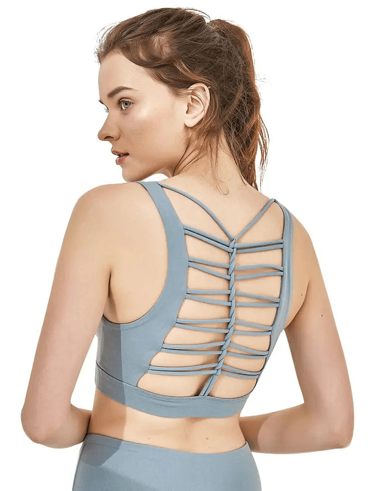 Female Sexy Backless Nylon Sports Bra for Gym Workouts - SF1838
