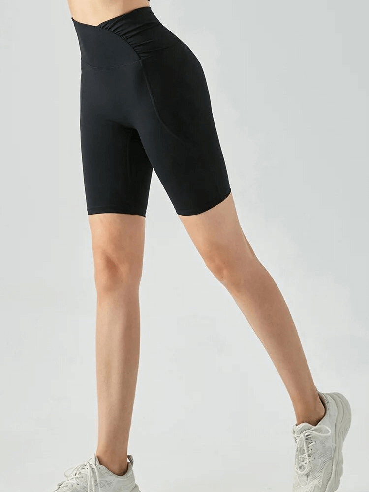 Female Solid Color Tight Quick Dry High Waisted Shorts - SF1621