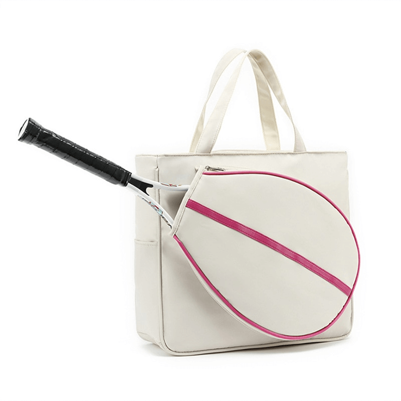 Female sporty bag with pocket holding a racket, ideal for tennis and badminton. Stylish design, nylon and polyester, model SF1487.