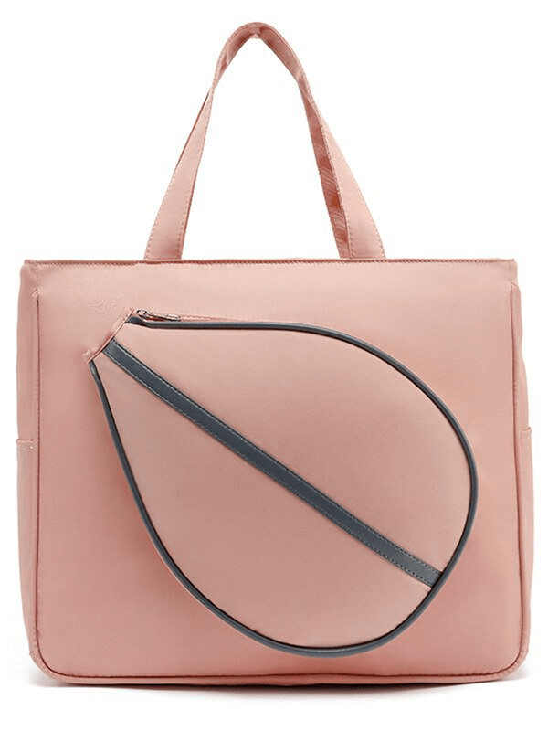 Pink sporty stylish bag with racket pocket for female tennis and badminton players, made of durable nylon and polyester, model SF1487.