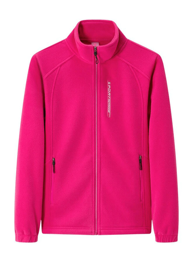 Female Stand Collar Zip-Up Loose Fleece Jacket With Pockets - SF1843