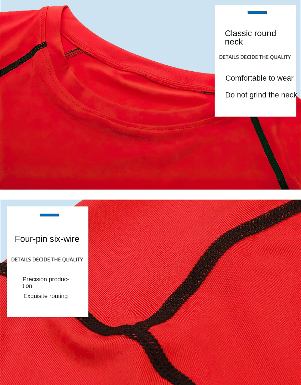 Alt Tag: Female Stretch Crew Neck Sports Compression T-shirt - SF4498 red quick-dry crew neck with contrast seams and flatlock stitching, breathable fit