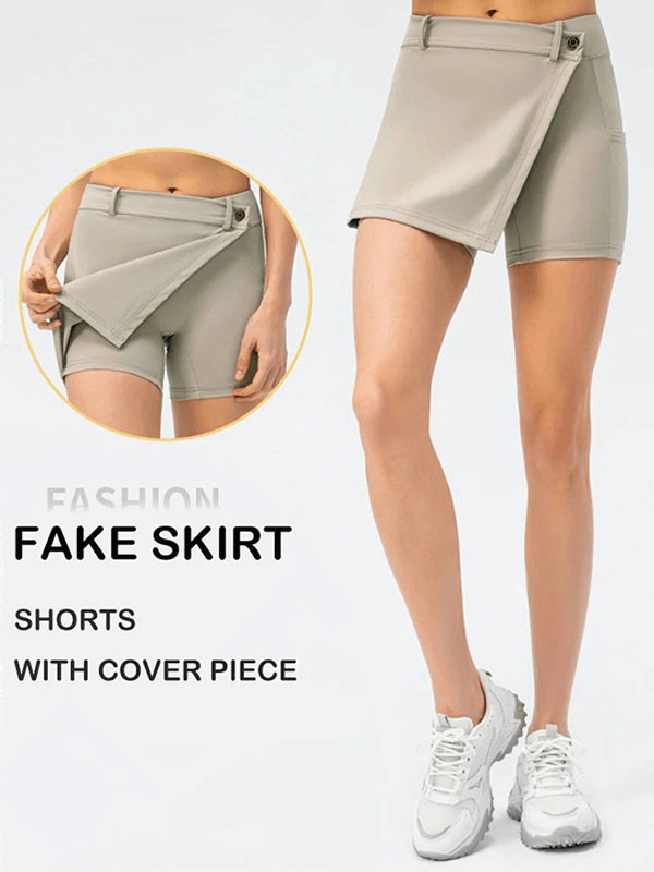 Dehnbare Damen-Shorts mit hoher Taille und Overlay-Rock – SF1898 