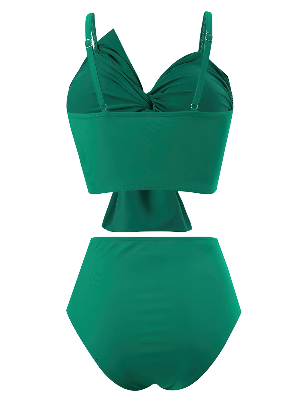 Female Twist Front High Waist Swimsuit Set - SF4611 in bold green with twist front top and high-waist bottoms