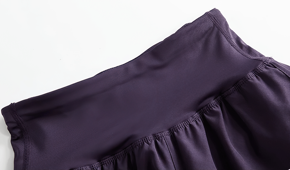 Detail view of Female Two-Layered Sport Leggings with Pocket - SF3798 featuring high-stretch waistband and layered skirt design.