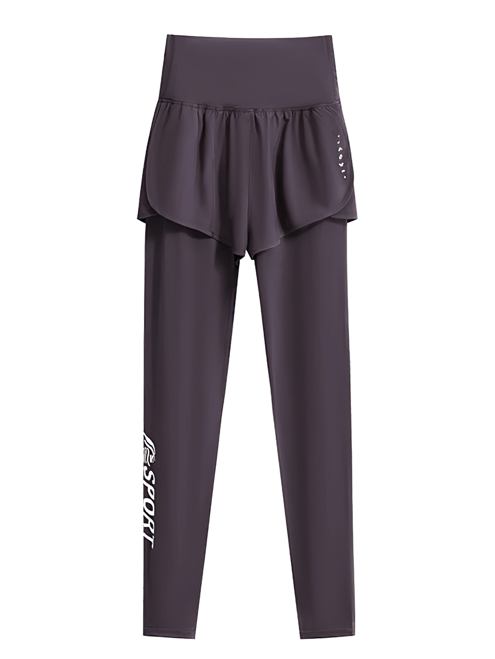 Female Two-Layered Sport Leggings with Pocket - SF3798 in black featuring a layered skirt design, elastic waist, and practical pockets.