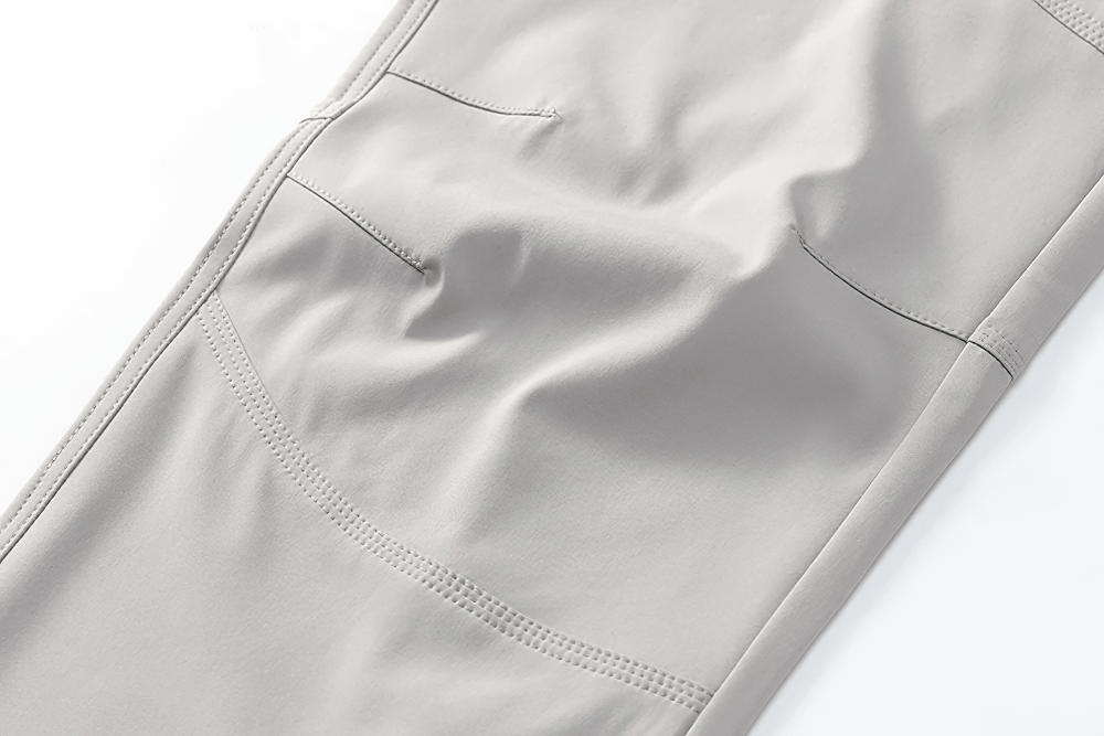 Alt Tag: Female Waterproof Hiking Pants with Zip Pockets - SF4397 close-up of water-resistant stretch fabric with seam detail and zip pocket