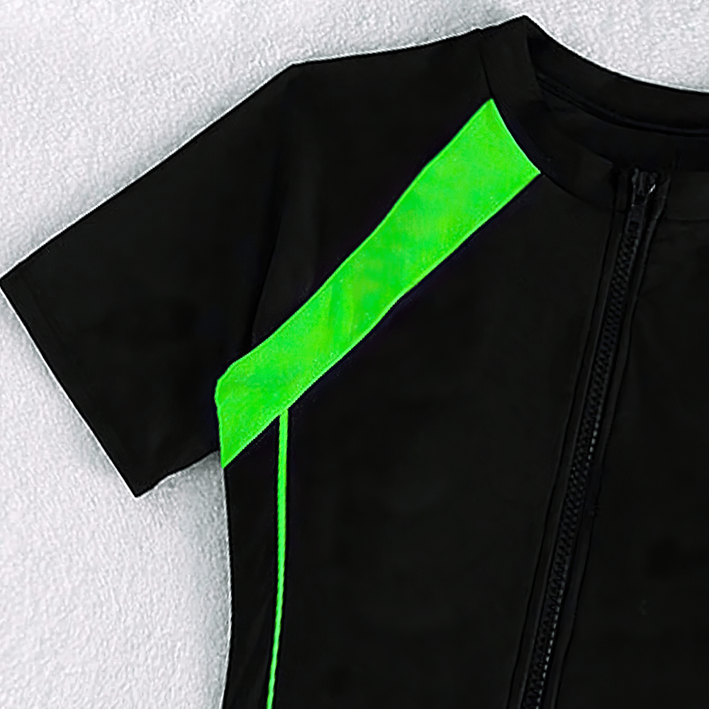 Female Zip Front Short Sleeve Surf Swim Romper - SF4593