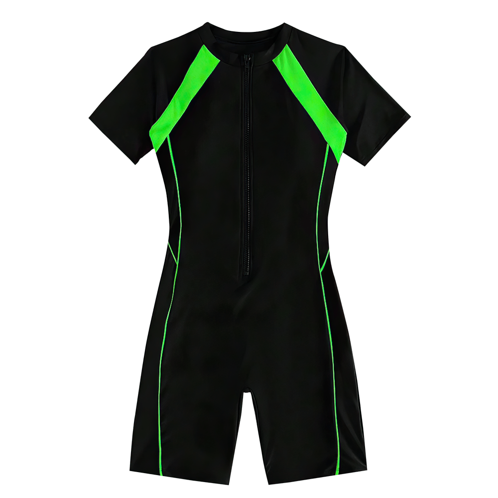Female Zip Front Short Sleeve Surf Swim Romper - SF4593