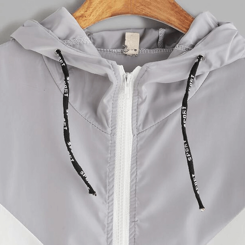 Female Zipper Pockets Casual Long Sleeves Jacket With Hood - SF1326