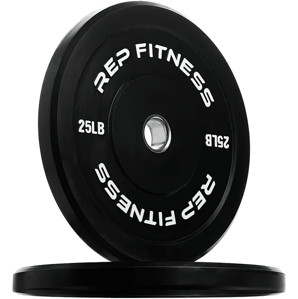 Alt Tag: REP Fitness Bumper Plates 25lb, durable and sleek, perfect for strength training and weightlifting in home or commercial gyms.