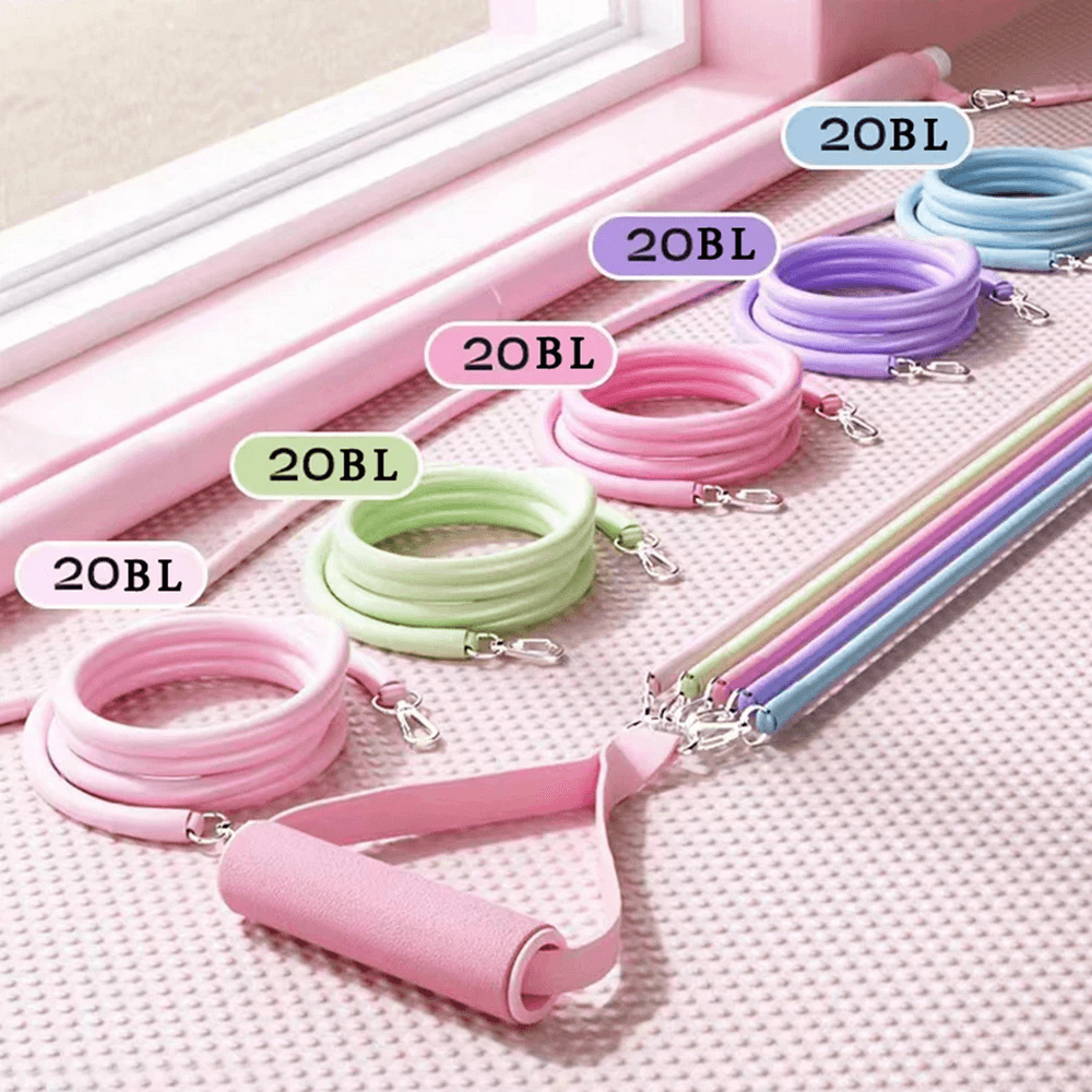 Colorful set of Fitness Elastic Resistance Band with Handles - SF3430, featuring durable toning tubes with grip handles for versatile workouts.