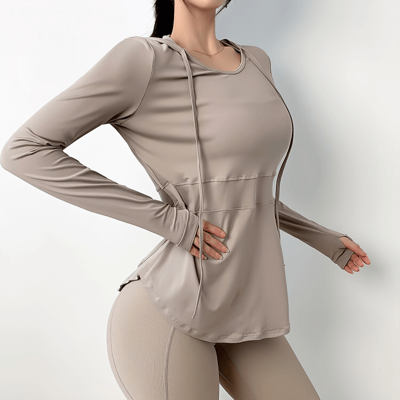 Fitness Long Sleeves Breathable Shirt With Hood / Loose Sports Top - SF1363