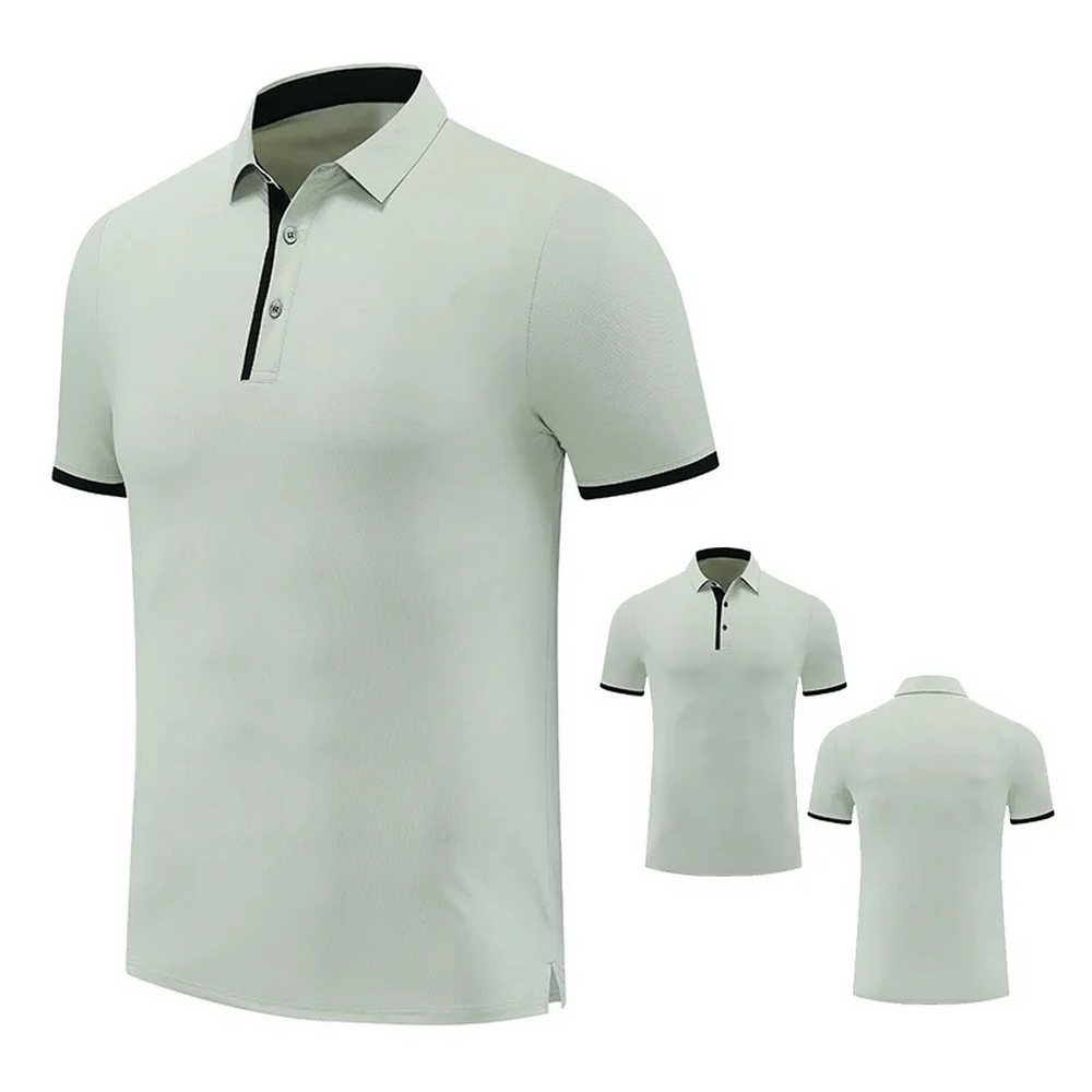 Men's casual polo shirt SF2202 in white with black trim, lightweight and stylish, perfect for spring and summer outfits.