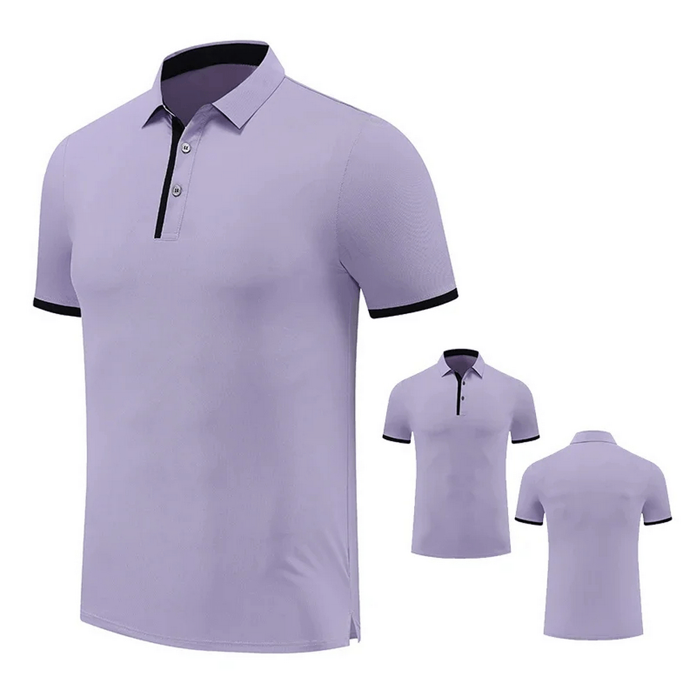 Violet men's fitness polo T-shirt SF2202, stylish polyester, ideal for casual or smart wear, spring to autumn versatility.