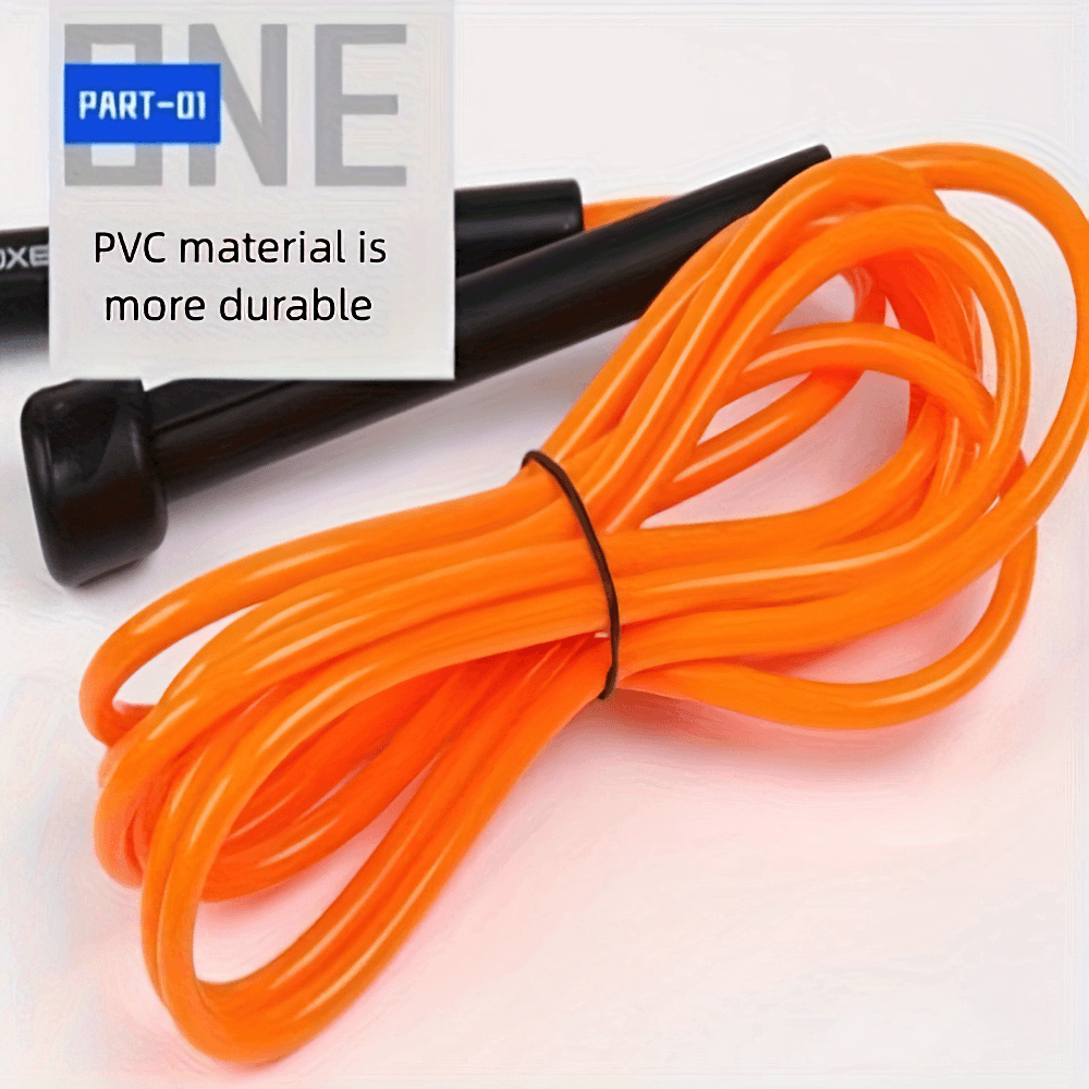 Durable PVC skipping rope for cardio and workouts, featuring bright orange design. Ideal fitness accessory for effective training sessions.